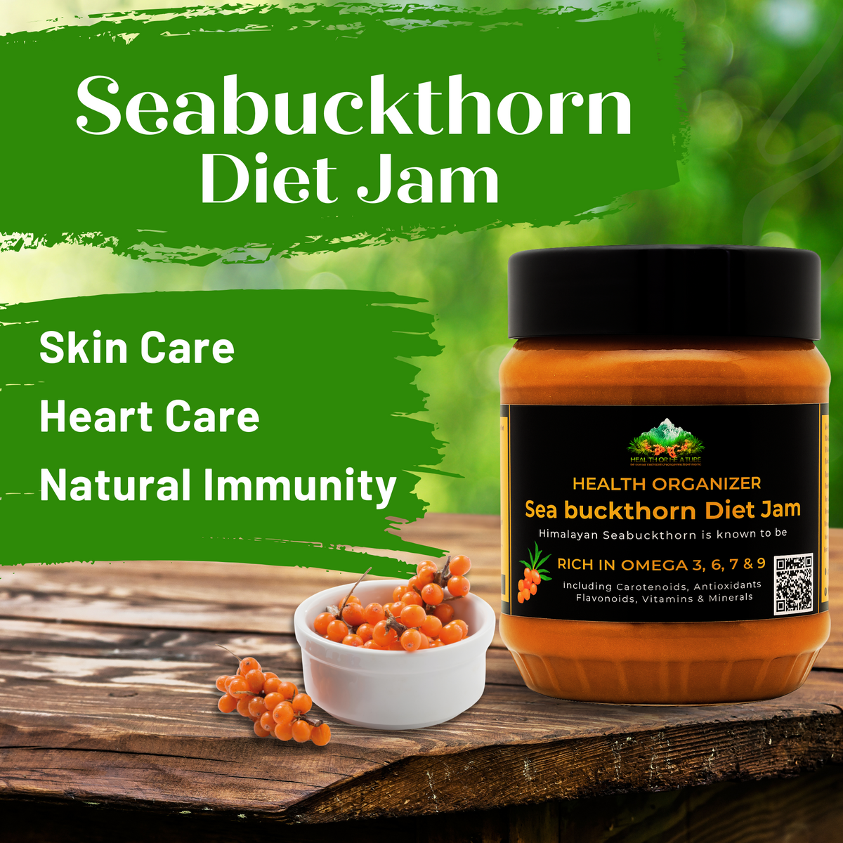 Sugar-free Sea Buckthorn Diet Jam – Organic diabetic-friendly fruit spread from Gilgit-Baltistan, rich in antioxidants, Omega-7, and Vitamin C