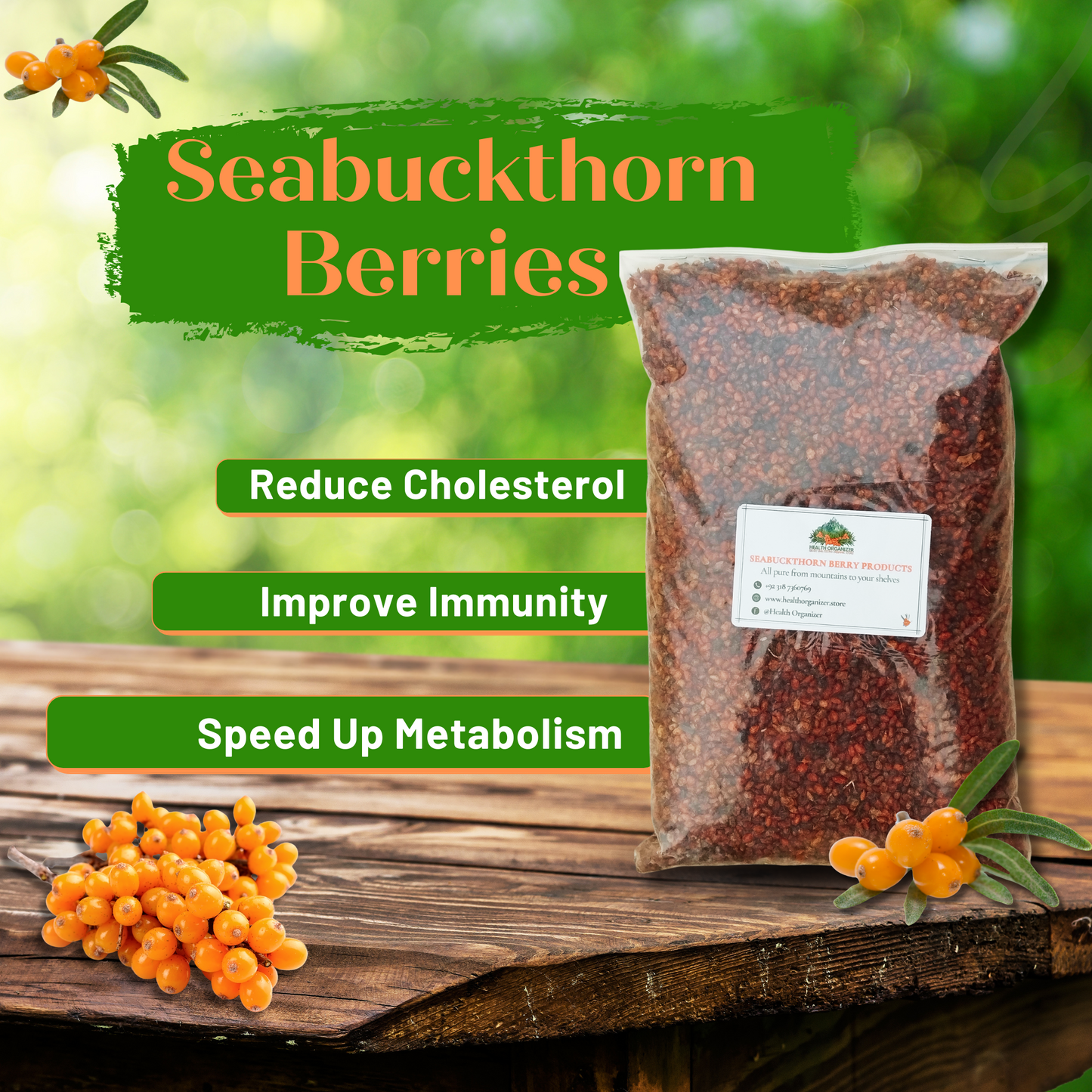 Sea Buckthorn Dried Berries (Manually Cleaned)