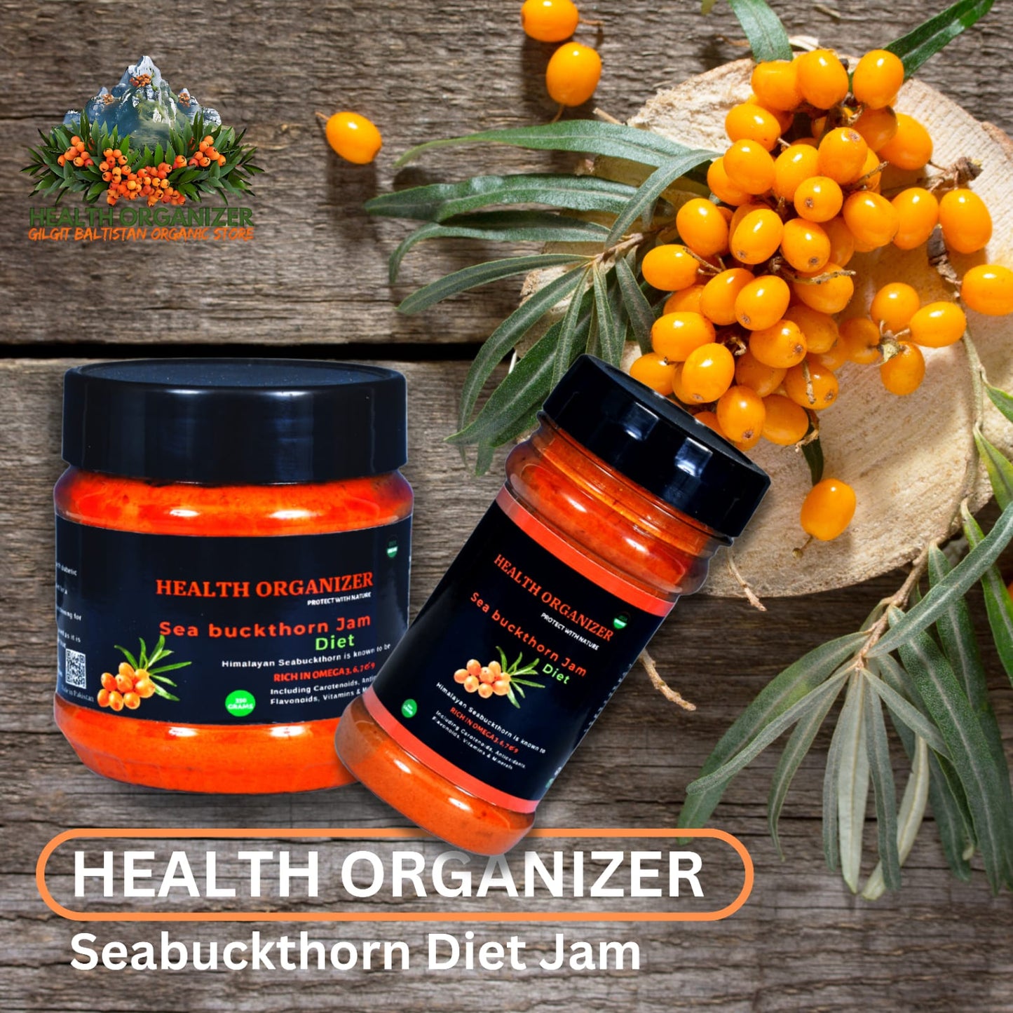 Health Organizer - Sugar-Free Premium Seabuckthorn Jam (DIET) Net weight 360 grams