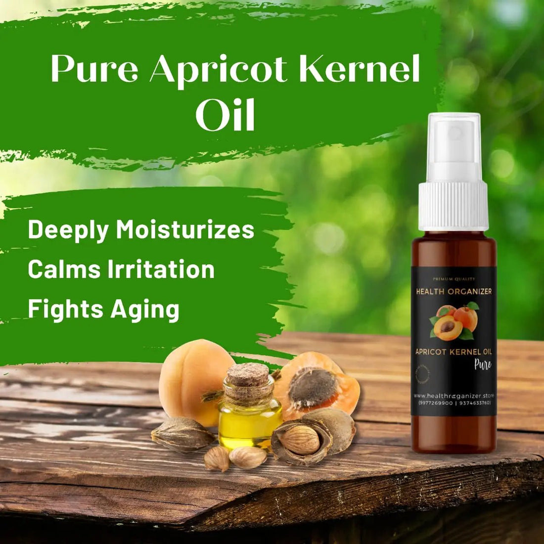 Pure Apricot Oil (Cold Pressed) - 30/ 60 / 100 ml / 200 ml - Health Organizer Store