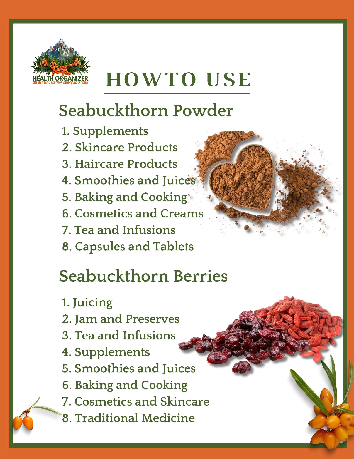Sea Buckthorn Powder – 100% Pure Organic | Buy Online in Pakistan - Health Organizer Store