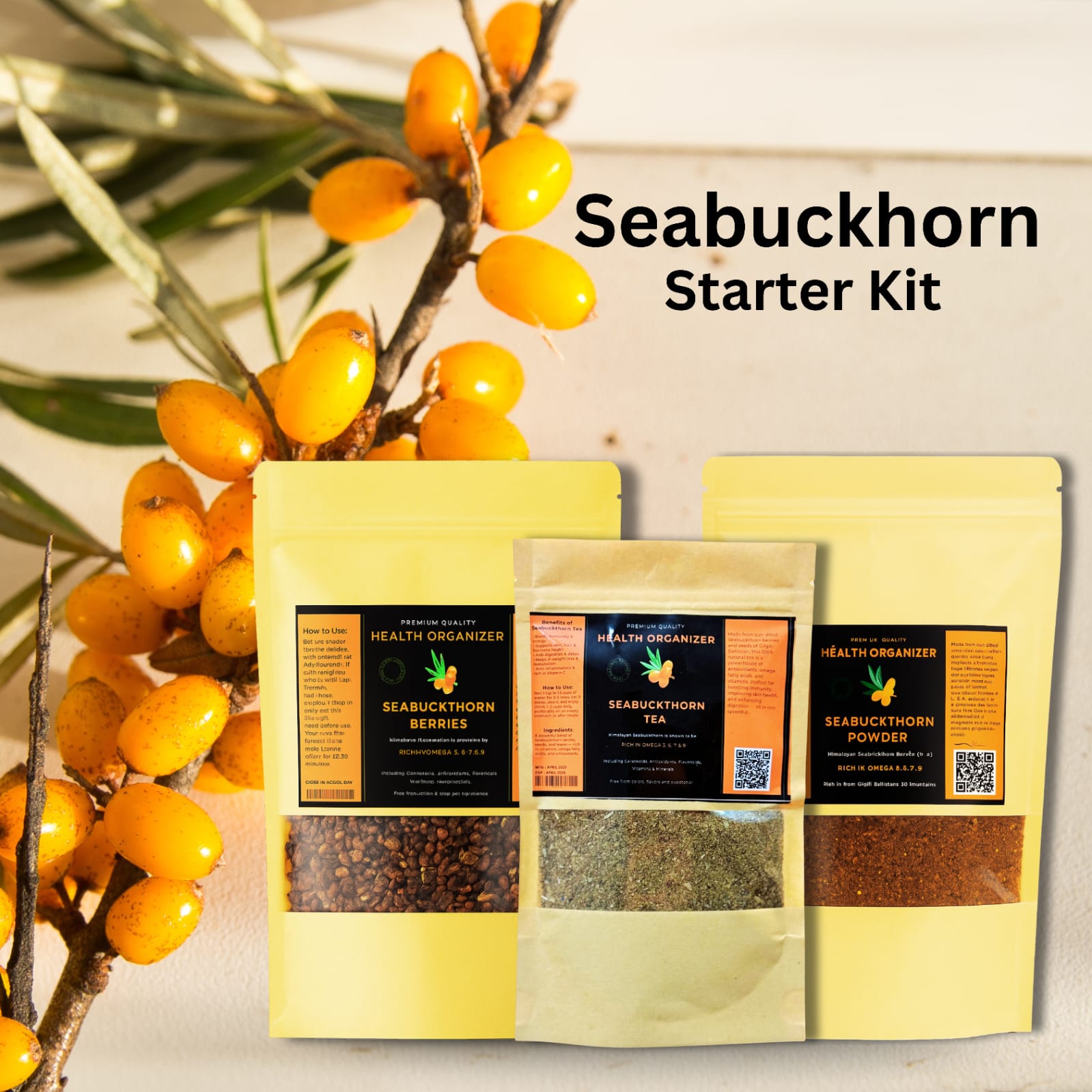 Seabuckthorn Starter Kit – Try Seabuckthorn Berries, Powder & Tea | Health Organizer - Health Organizer Store